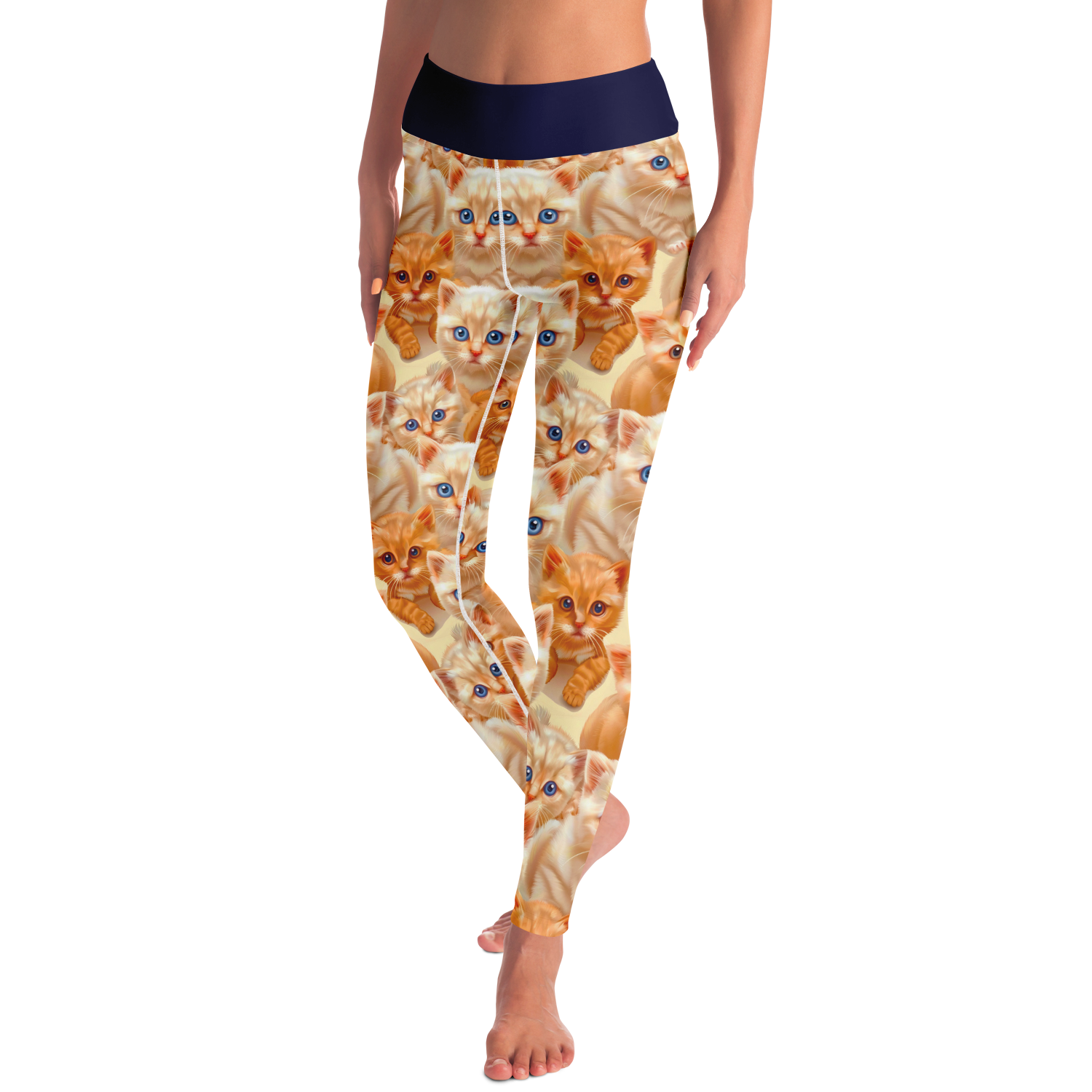 Cuddle Cat Leggings – Front angled walking pose highlighting motion-friendly comfort