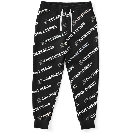  Custom jogger pants with “YOUR DESIGN HERE” placeholder, front flat lay view