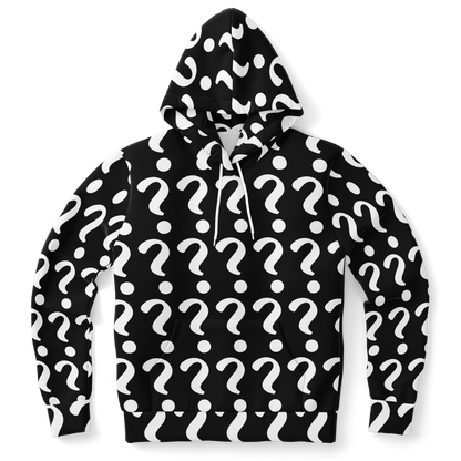  Flatlay front view of Custom Print Hoodie with question mark placeholders for personalized design