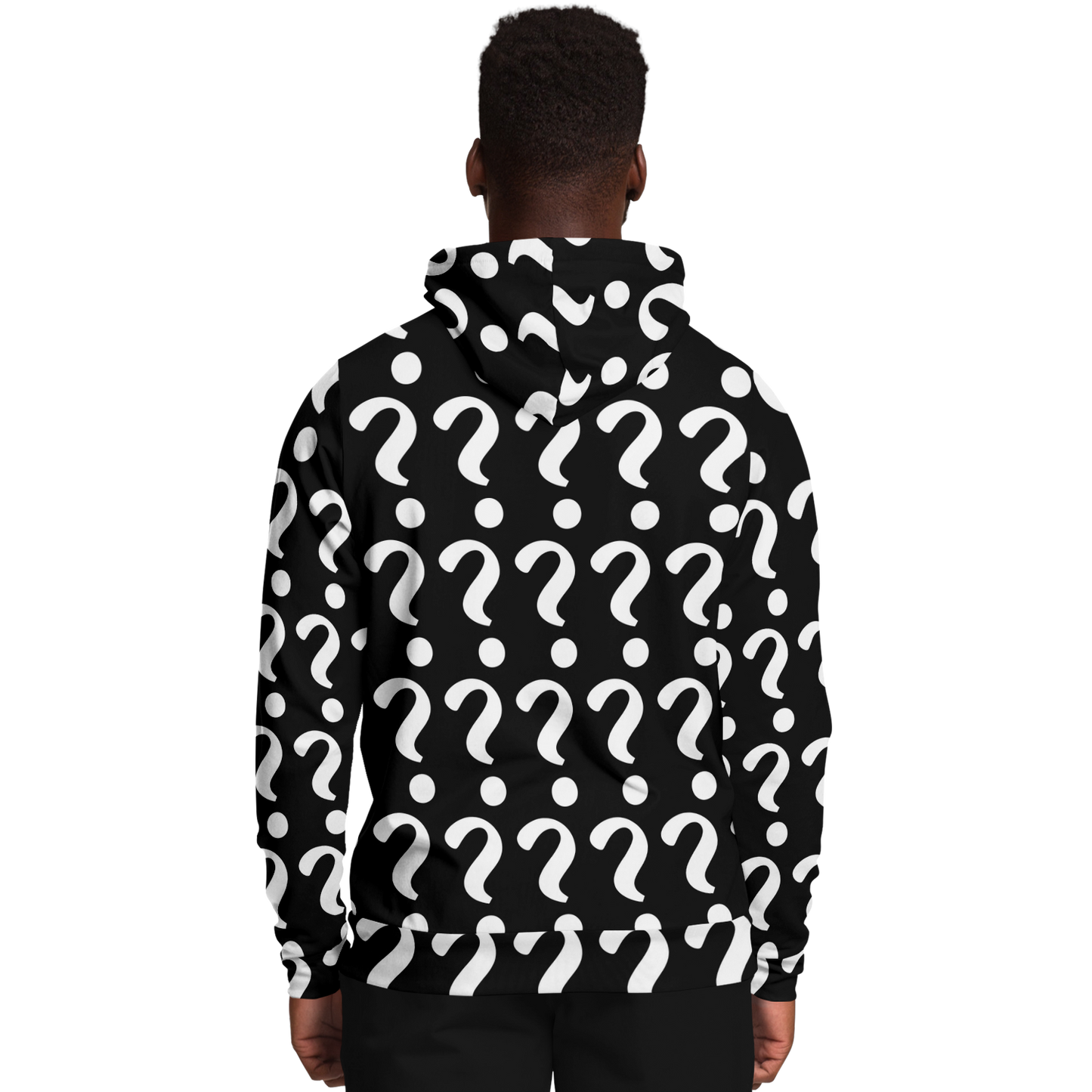  Man wearing Custom Print Hoodie, back view highlighting space for customer-submitted print