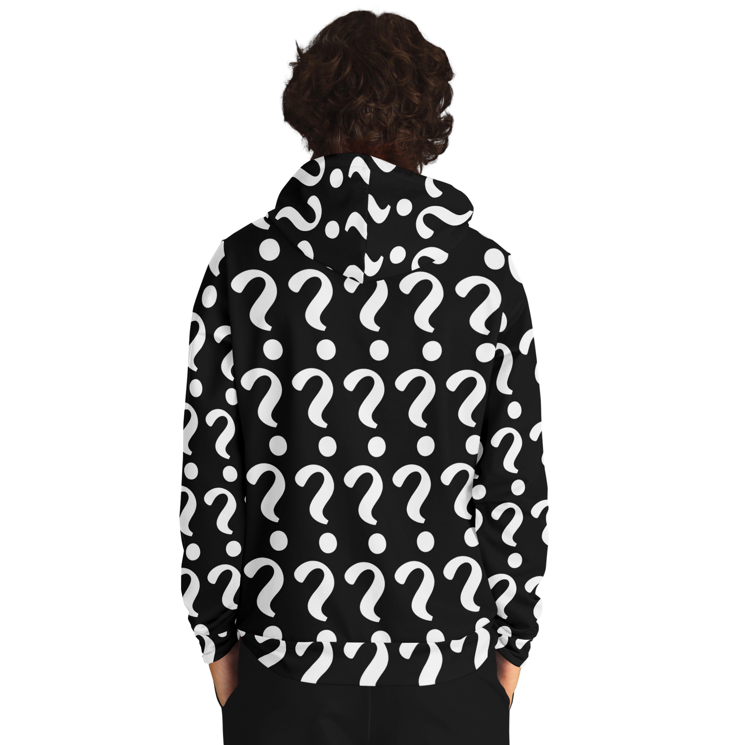  Man wearing Custom Print Hoodie, back view highlighting space for customer-submitted print