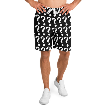 Forward walking pose of model wearing Custom Print Shorts with all-over mockup