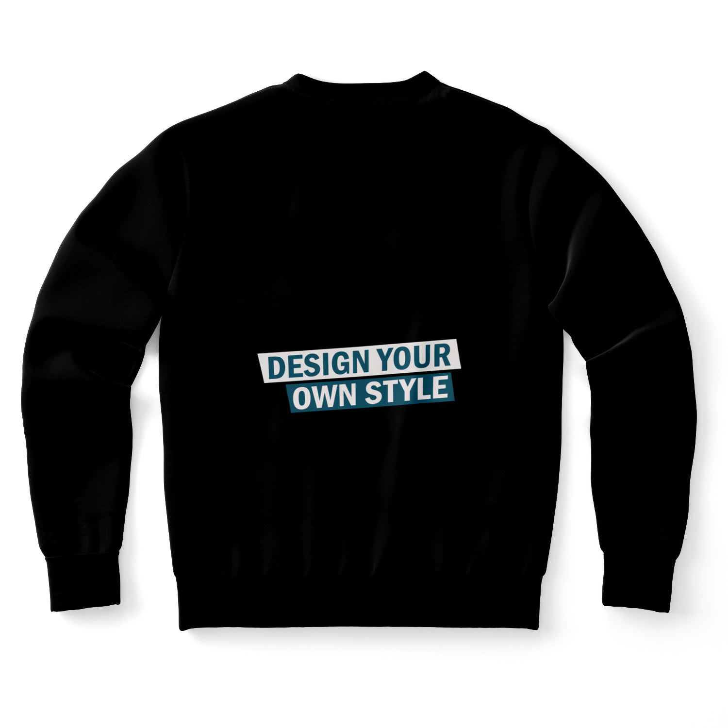 Customizable black sweatshirt, back flat lay view 