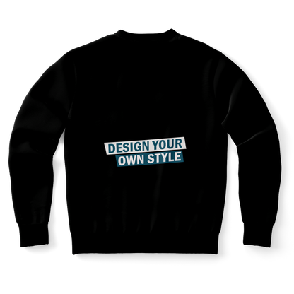 Customizable black sweatshirt, back flat lay view 