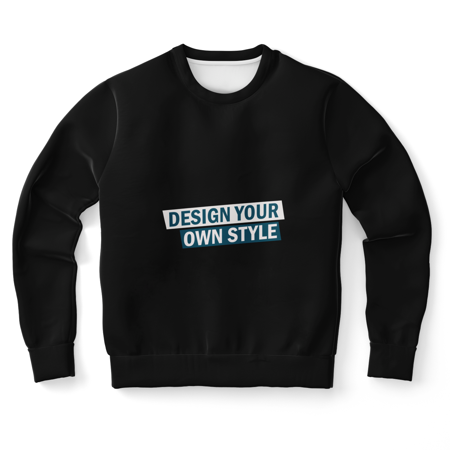  Custom sweatshirt with “Design Your Own Style” text on chest, front flat lay view