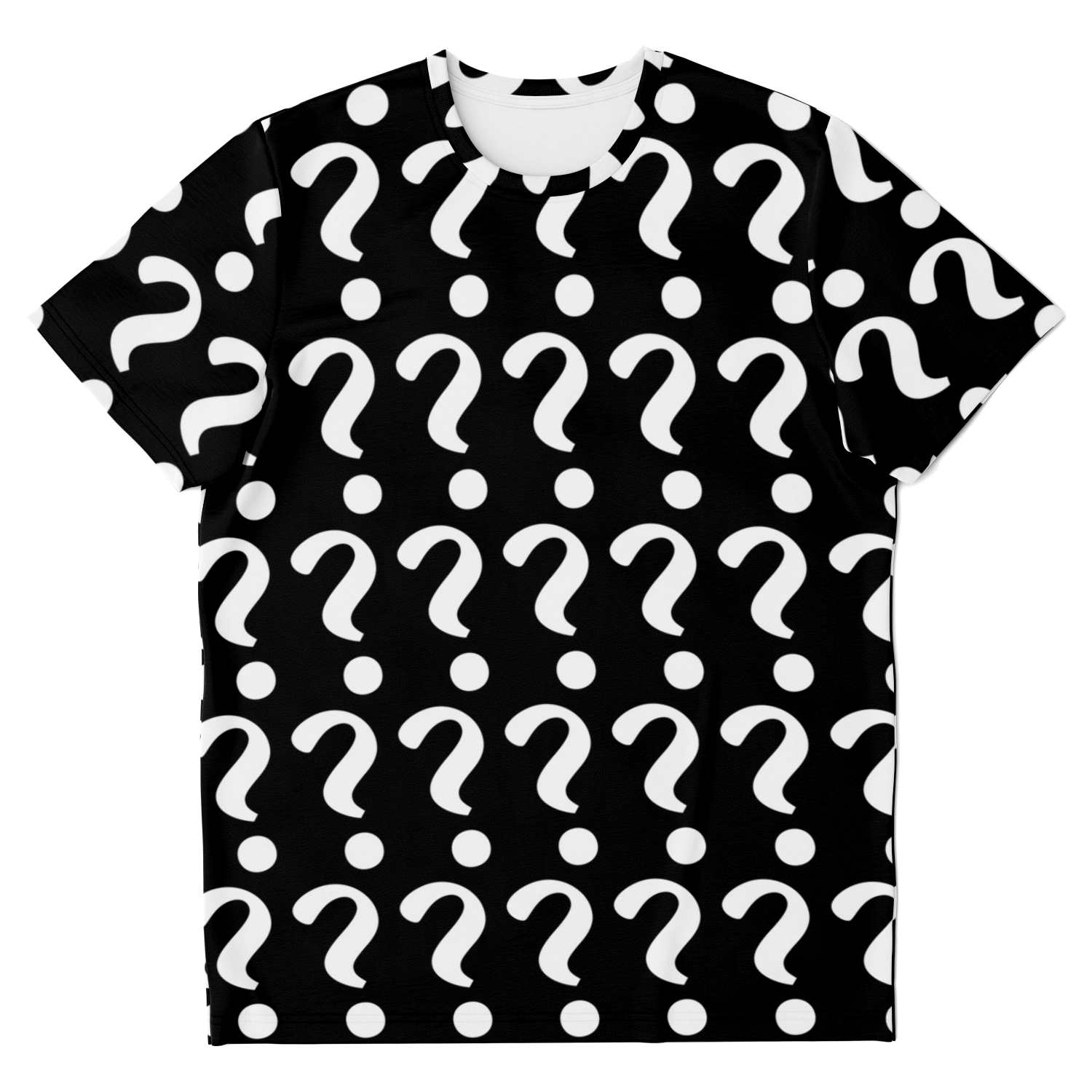 Flatlay front view of Custom Vision Unisex T-Shirt with placeholder question mark design for custom artwork