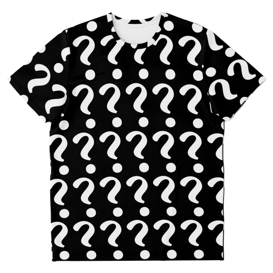 Flatlay front view of Custom Vision Unisex T-Shirt with placeholder question mark design for custom artwork