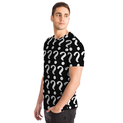 Side view of man in Custom Vision Unisex T-Shirt designed for personalized full-print graphics