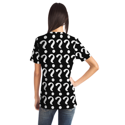 Back view of woman wearing Custom Vision Unisex T-Shirt showing design placement area