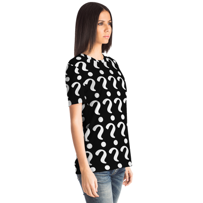 Side view of woman wearing Custom Vision Unisex T-Shirt showing design placement area