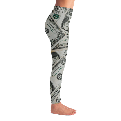 Dollar Mood Leggings – Right side view capturing detailed print and sleek silhouette