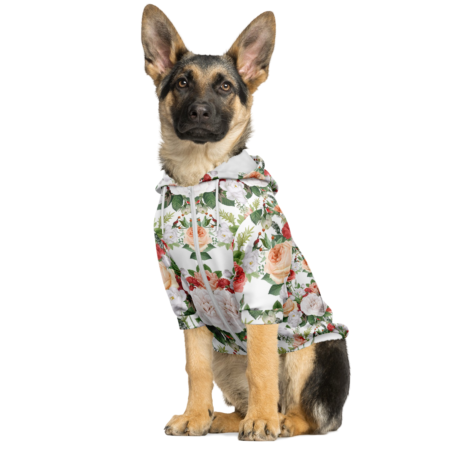 FLORAL DOG ZIP-UP HOODIE