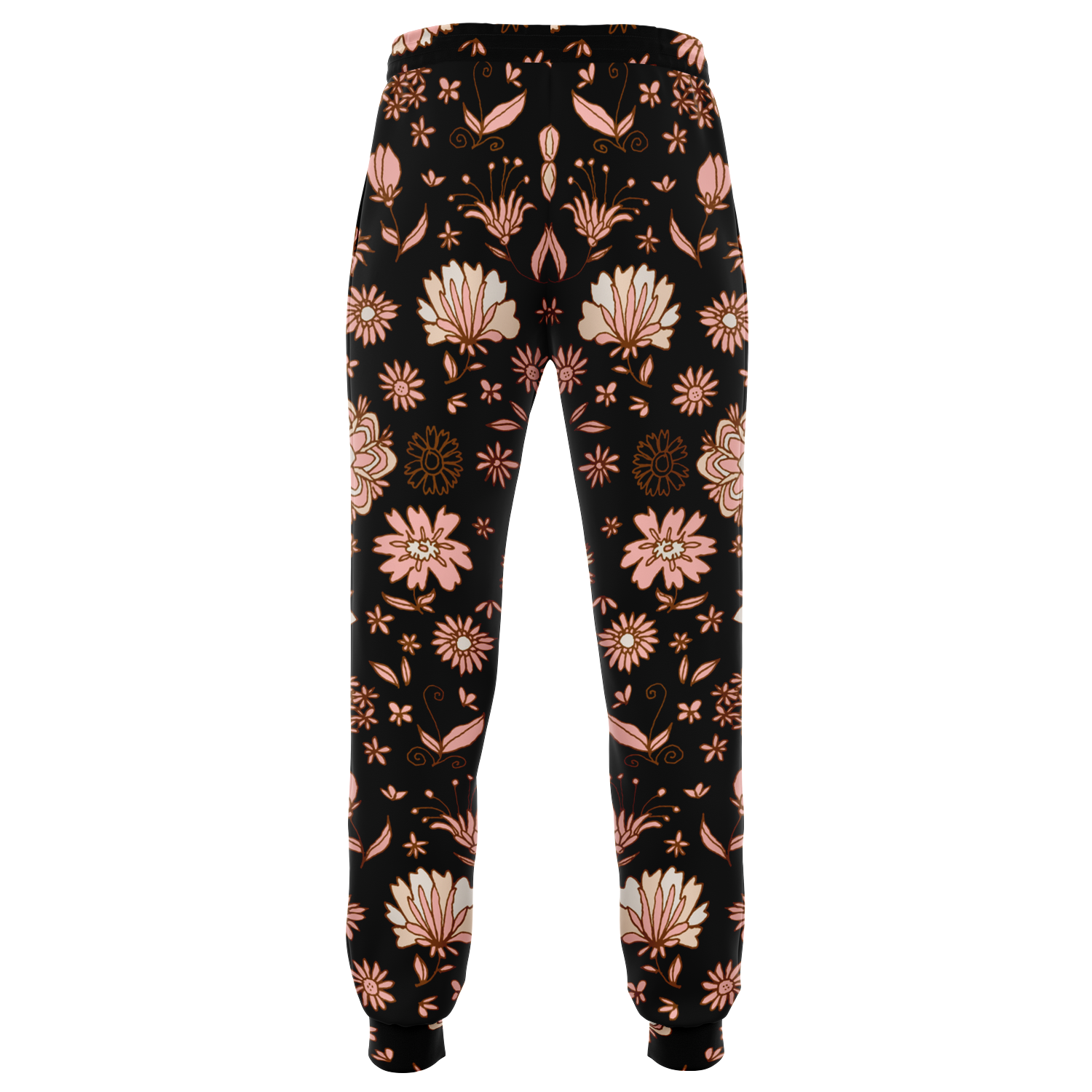  Floral Print Joggers – Back view showcasing seamless flower pattern coverage