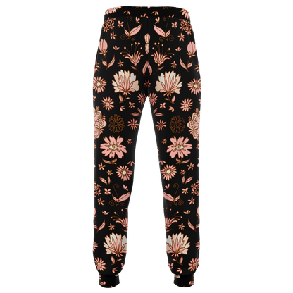  Floral Print Joggers – Back view showcasing seamless flower pattern coverage
