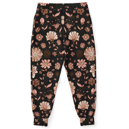  Floral Print Joggers – Back view showcasing seamless flower pattern coverage