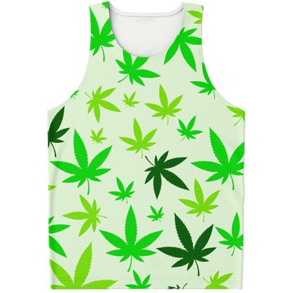 Front of tank top from High Vibe co-ord set featuring bold green leaf pattern