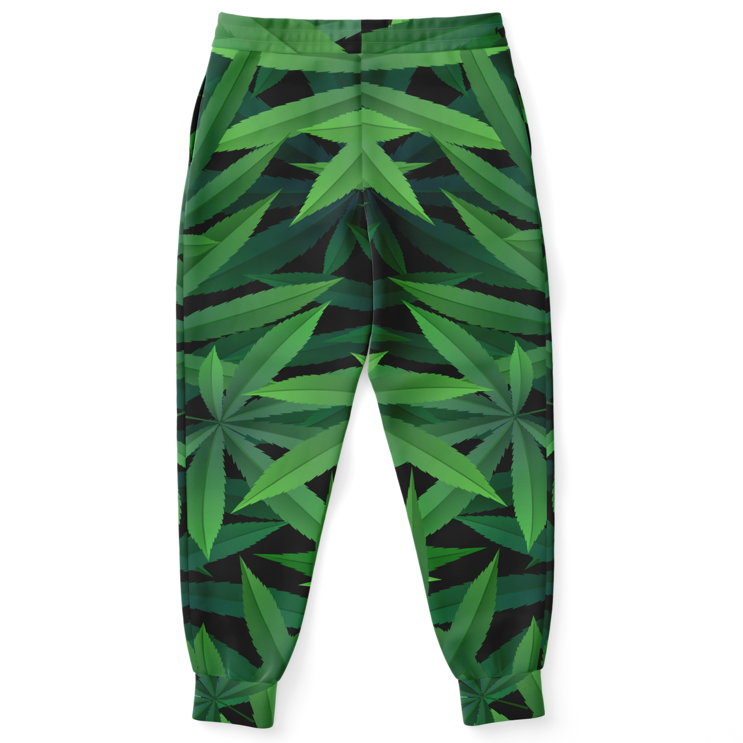 Back view of joggers from Leaves Print co-ord set with elastic waistband and green leaf design