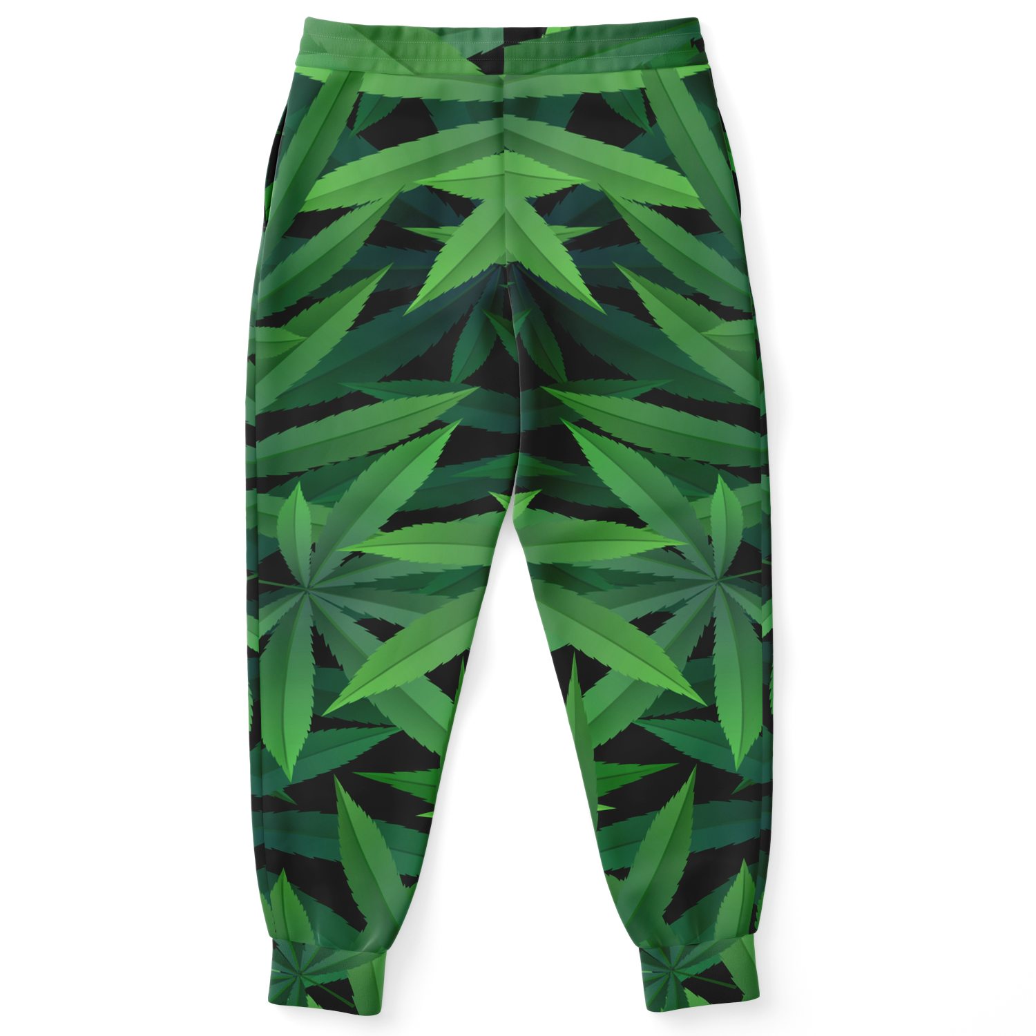 Back view of joggers from Leaves Print co-ord set with elastic waistband and green leaf design