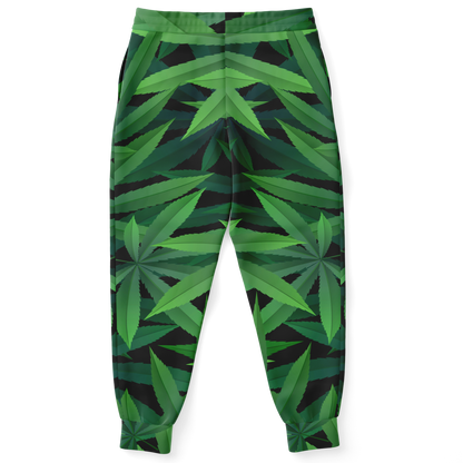 Back view of joggers from Leaves Print co-ord set with elastic waistband and green leaf design