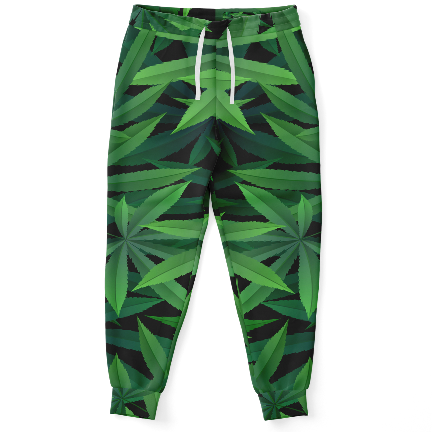 Front view of joggers from Leaves Print co-ord set with matching tropical leaf print