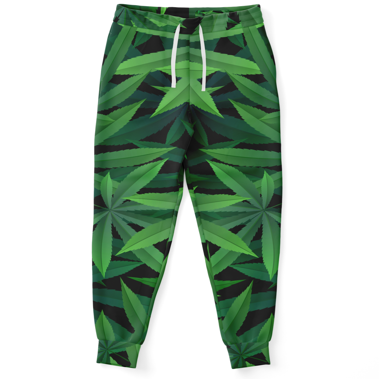 Front view of joggers from Leaves Print co-ord set with matching tropical leaf print