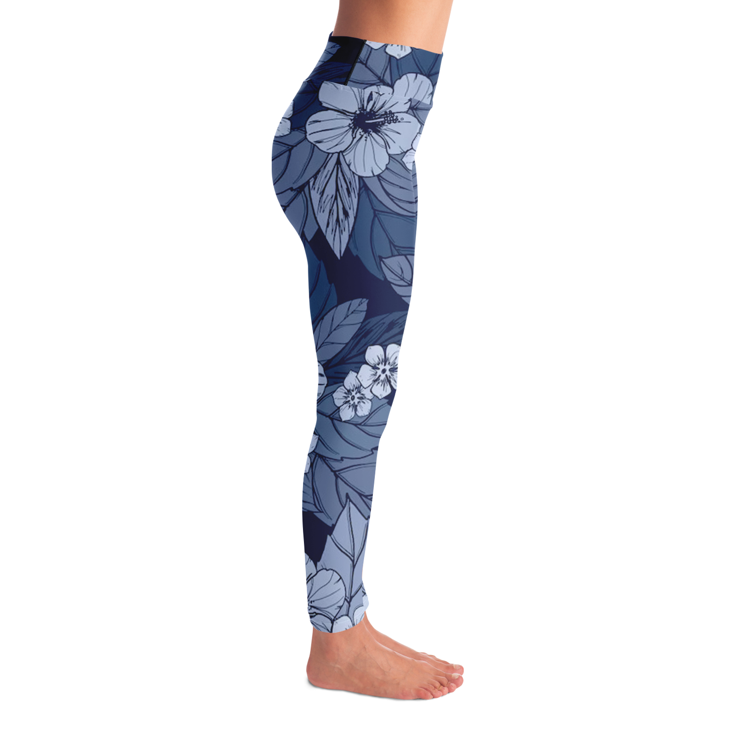 Midnight Bloom Leggings – Right side view with soft floral transitions and flexible wear