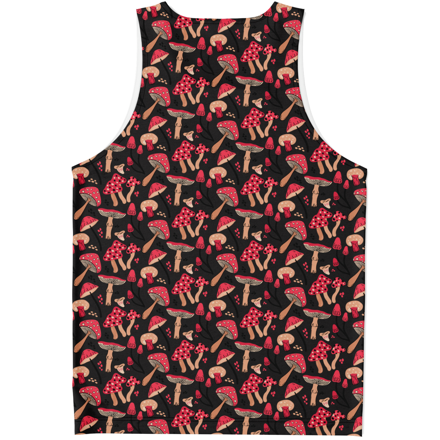  Flatlay back view of Nature Groove Tank Top with all-over red floral design