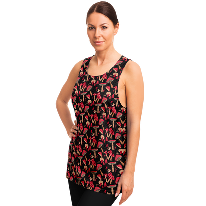 Side profile of female model in floral print Nature Groove Tank Top