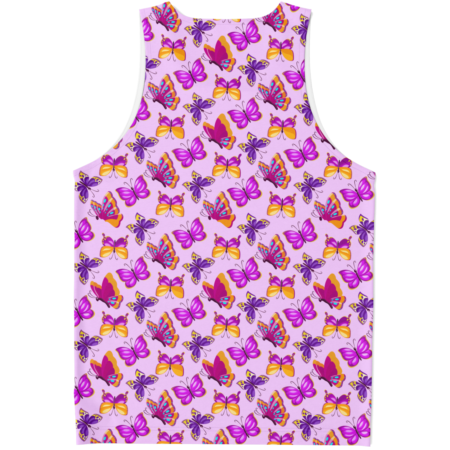 Back of tank top with repeating butterfly print from the co-ord set