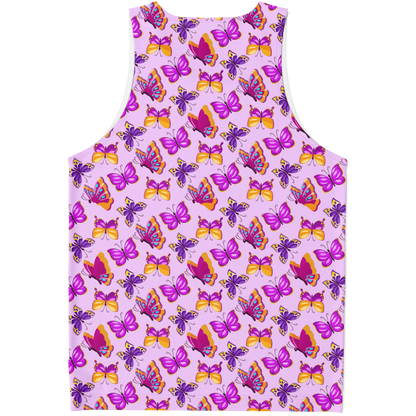 Back of tank top with repeating butterfly print from the co-ord set