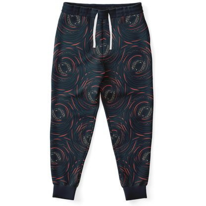 Front view of Rocket Launch joggers with matching galaxy-themed swirl design