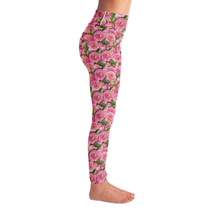 Rose Bloom Leggings – Right side view with contouring rose print details