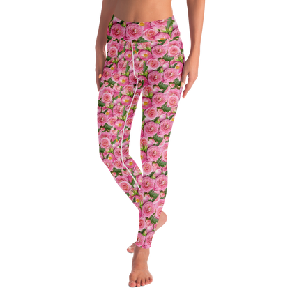  Rose Bloom Leggings – Angled pose emphasizing floral symmetry and stretch fabric
