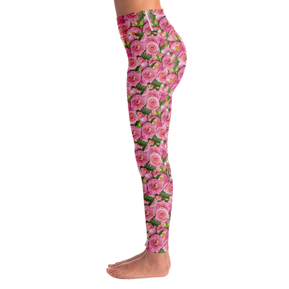  Rose Bloom Leggings – Left side profile showing seamless floral wrap design