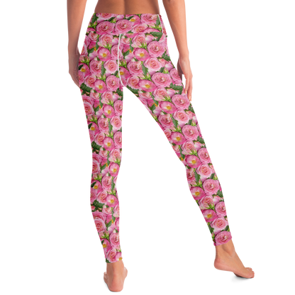  Rose Bloom Leggings – Model in dynamic pose showcasing elegance and flexibility