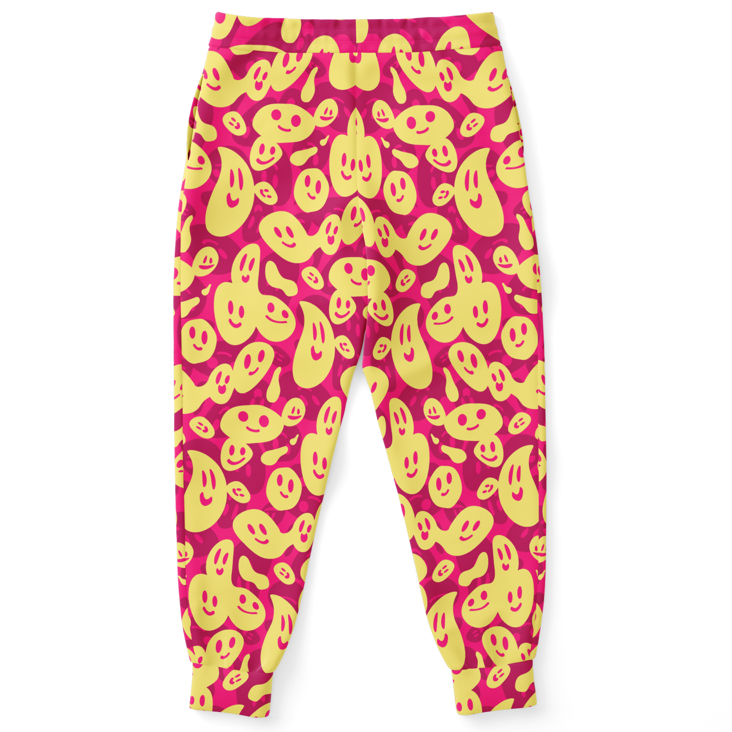  Smiley Loop Joggers – Back view featuring playful all-over smiley print and comfortable fit