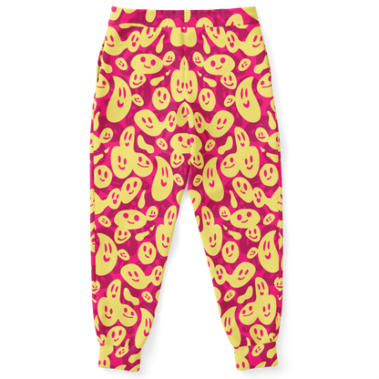  Smiley Loop Joggers – Back view featuring playful all-over smiley print and comfortable fit