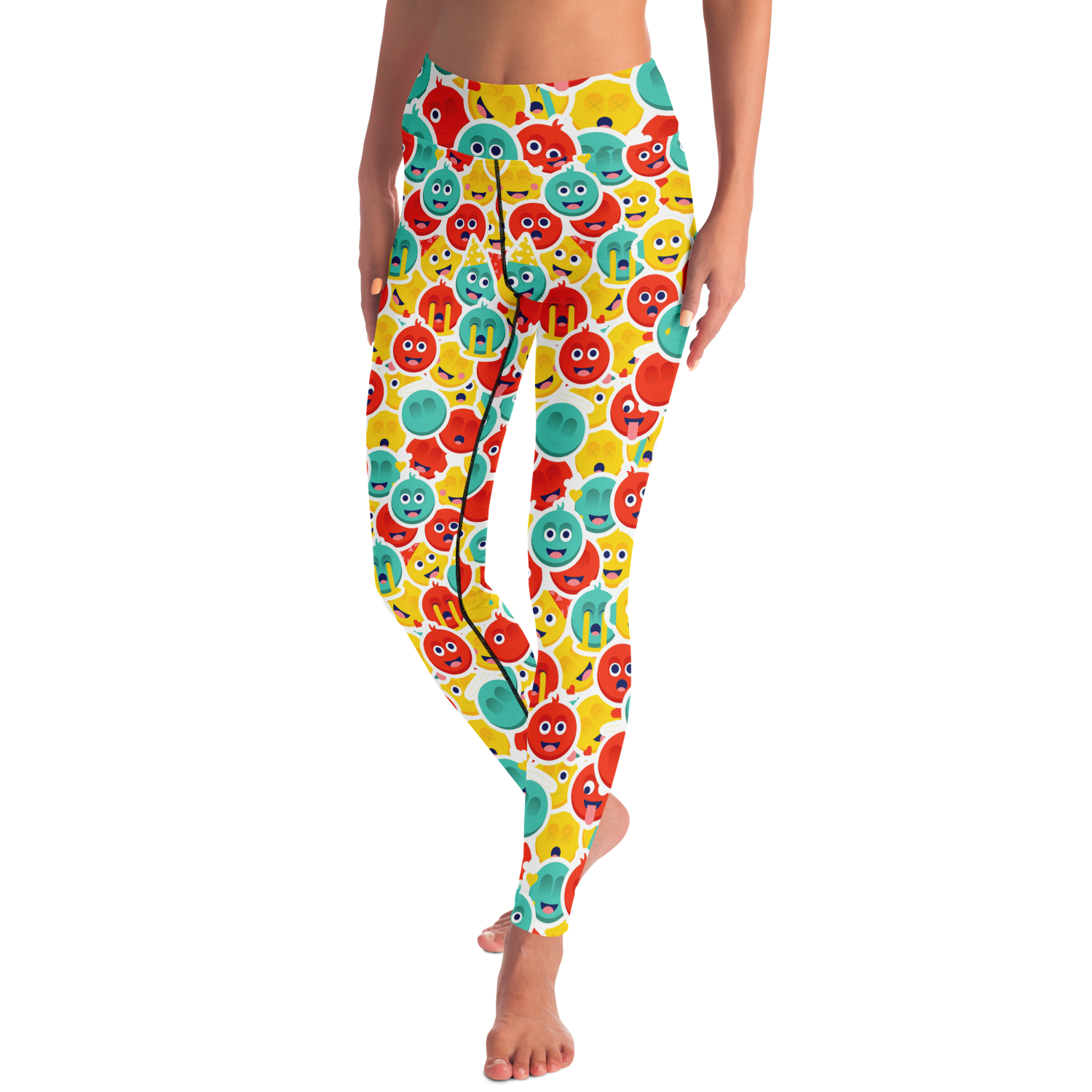 Smiley Stretch Leggings – Confident pose highlighting curve-hugging fit and energy