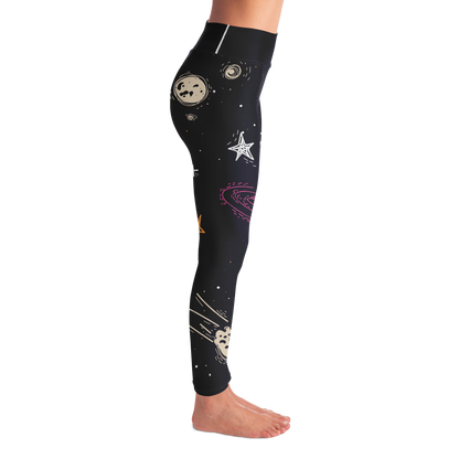 Starry Nights Leggings – Right side view with flowing celestial details and sleek silhouette