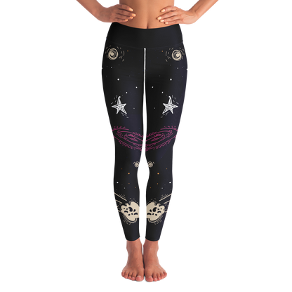  Starry Nights Leggings – Front view featuring celestial designs and cosmic symmetry