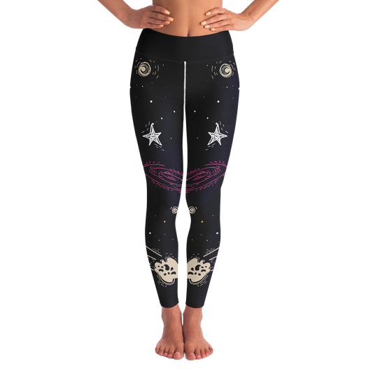  Starry Nights Leggings – Front view featuring celestial designs and cosmic symmetry