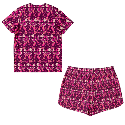 Back view of Wander Vibe co-ord set showing full printed design on T-shirt and shorts