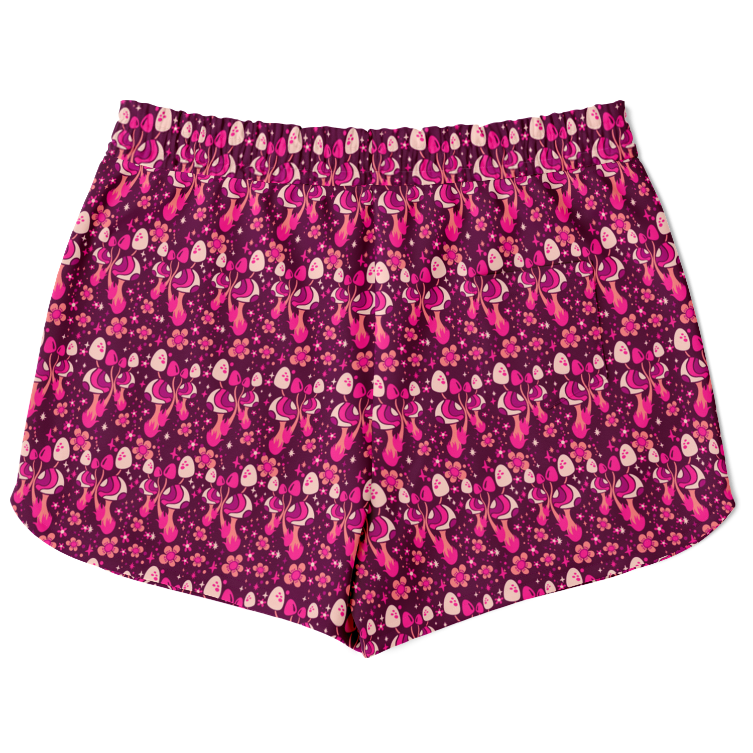Back view of Wander Vibe co-ord shorts with matching pink patterned design