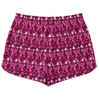 Back view of Wander Vibe co-ord shorts with matching pink patterned design