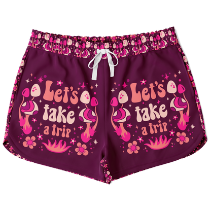 Front of Wander Vibe co-ord shorts featuring graphic print and drawstring waistband