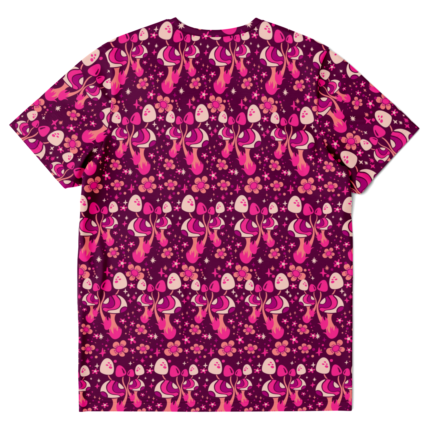 Back of Wander Vibe co-ord T-shirt with all-over pink graphic pattern