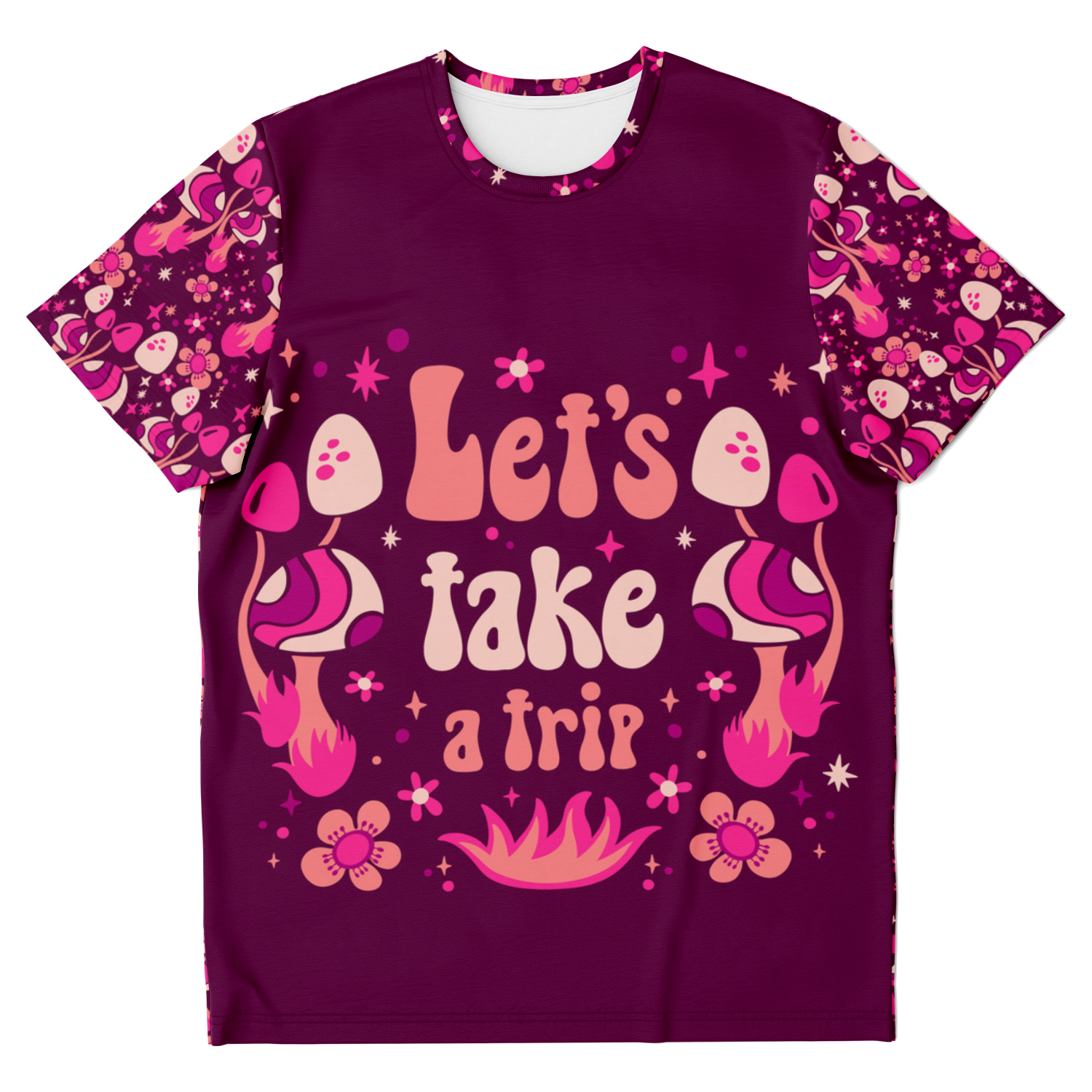 Front of Wander Vibe co-ord T-shirt with “Let’s take a trip” print on chest