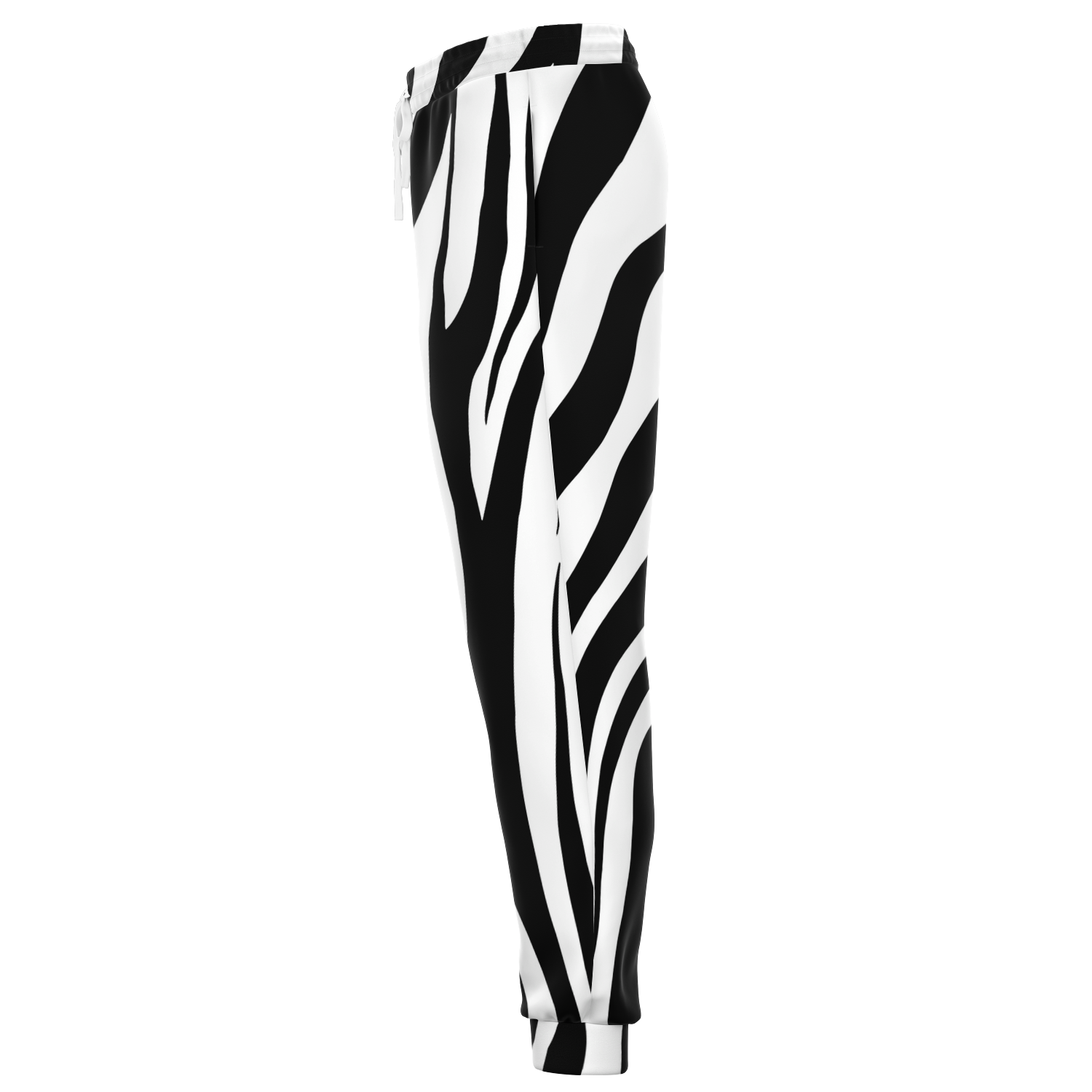 Zebra Print Joggers – Side view showing full-length classic zebra print design